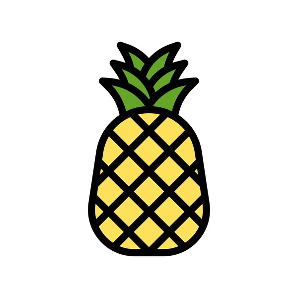 Hawaii Icona Relativa Ananas Frutta Con Foglie Strisce Vettore Con — Vettoriale Stock