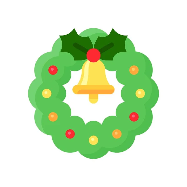 Christmas Wreath Vector Illustration Flat Style Icon — 스톡 벡터