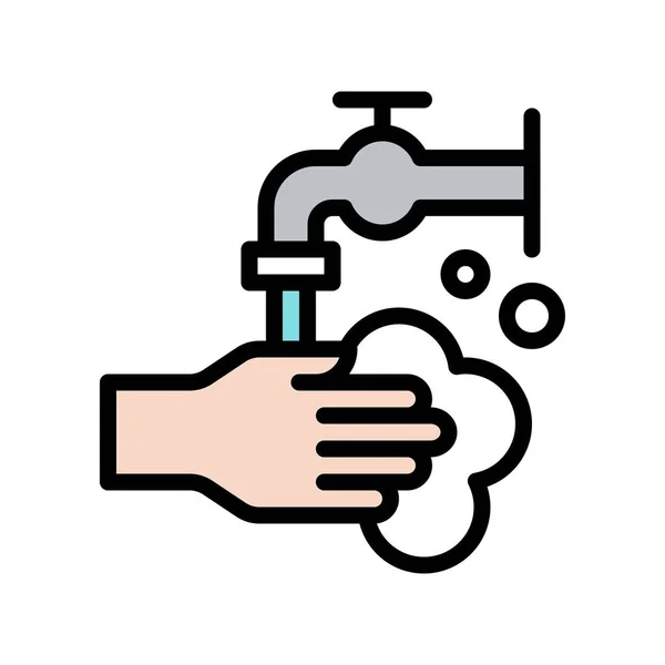 Handtvätt Vektor Hygien Fylld Stil Ikon Redigerbar Stroke — Stock vektor