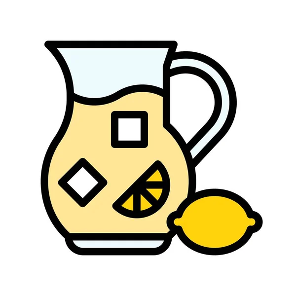 柠檬水向量 饮料填充风格图标可编辑行程 — 图库矢量图片