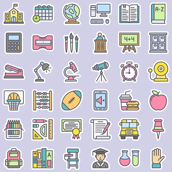 Back School Sticker Icon Set Vector Illustration — Stock Vector