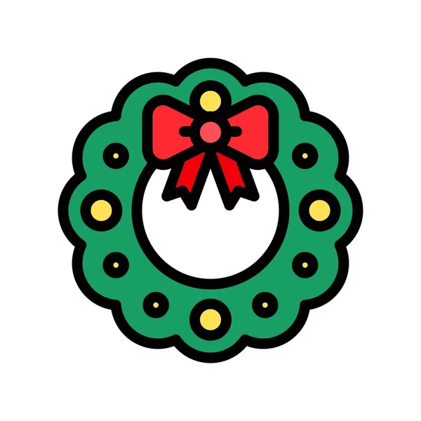 Christmas Wreath Vector Illustration Filled Style Icon — Stock Vector