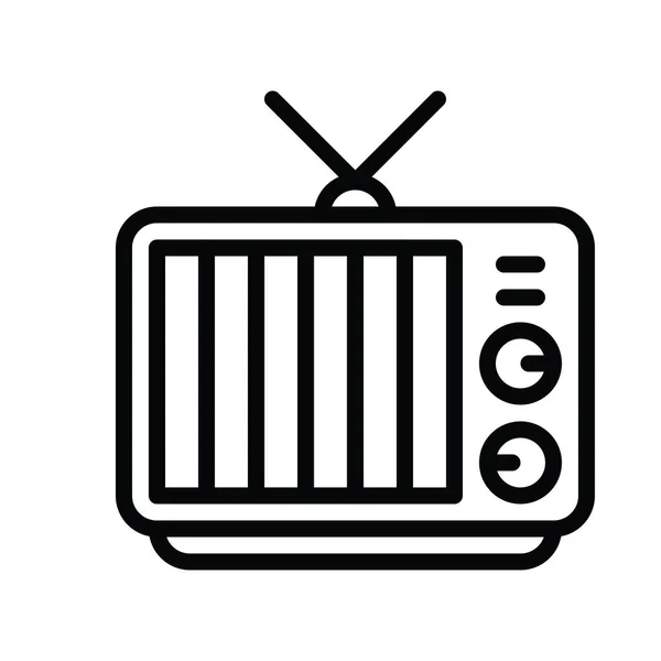 线形或可编辑笔划设计中的电视机 相关电视矢量 — 图库矢量图片