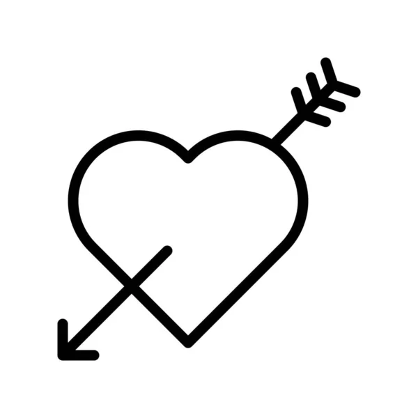 Coeur Avec Illustration Vectorielle Flèche Dessin Ligne Icône Contour Modifiable — Image vectorielle