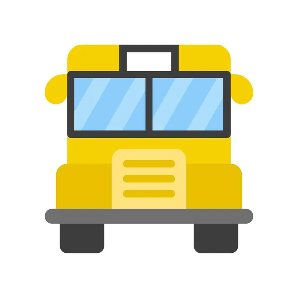 Διάνυσμα Σχολικού Λεωφορείου Εικονίδιο Επίπεδου Στυλ Σχολείου — Διανυσματικό Αρχείο