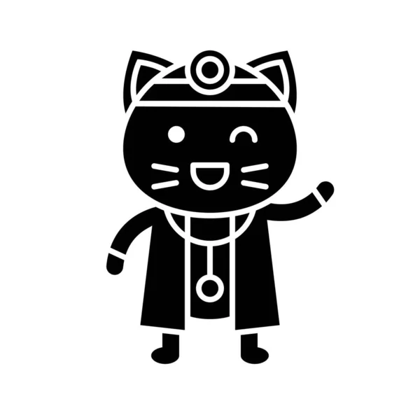 Cute Cat Avatar Vektorová Ilustrace Plná Styl Ikona — Stockový vektor