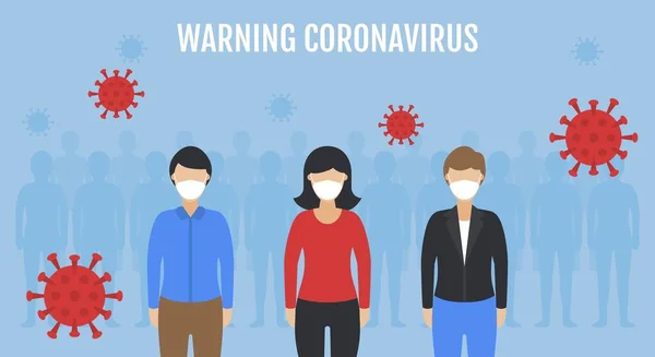 Coronavirus Illusioni Pandemiche Con Gruppo Chracter Maschili Femminili Che Indossano — Vettoriale Stock