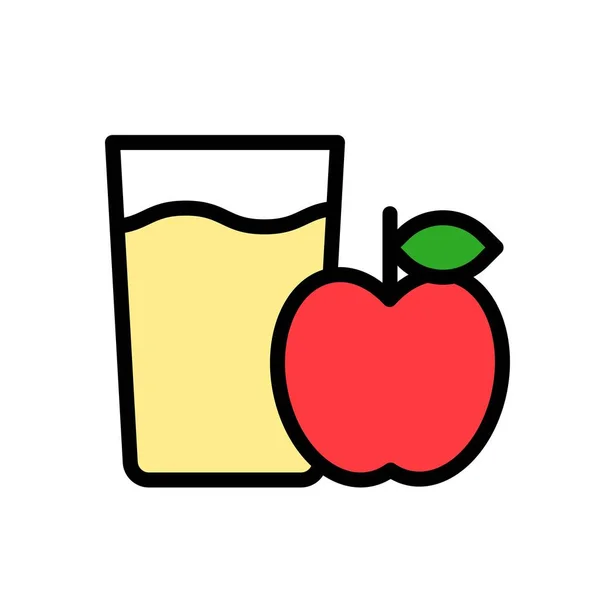 Apple Juice Vector Beverage Filled Style Icon Editable Stroke — Stock Vector