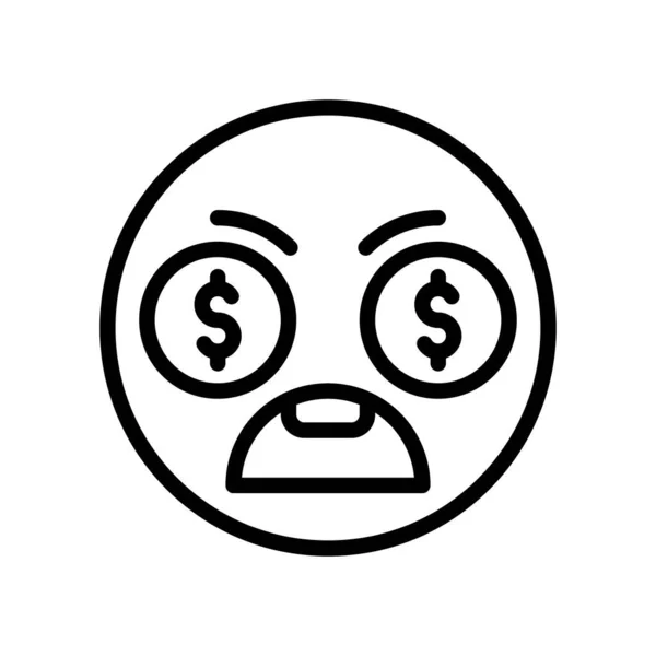 Economische Recessie Gerelateerde Emoji Met Dollars Ogen Gezicht Vectoren Lineaire — Stockvector