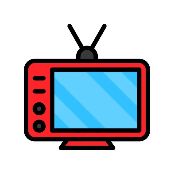 Vector Televisión Dispositivo Electrónico Lleno Icono Estilo Editable Carrera — Archivo Imágenes Vectoriales