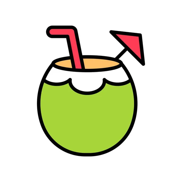 Vector Jugo Coco Fiesta Verano Icono Estilo Lleno Relacionado — Vector de stock