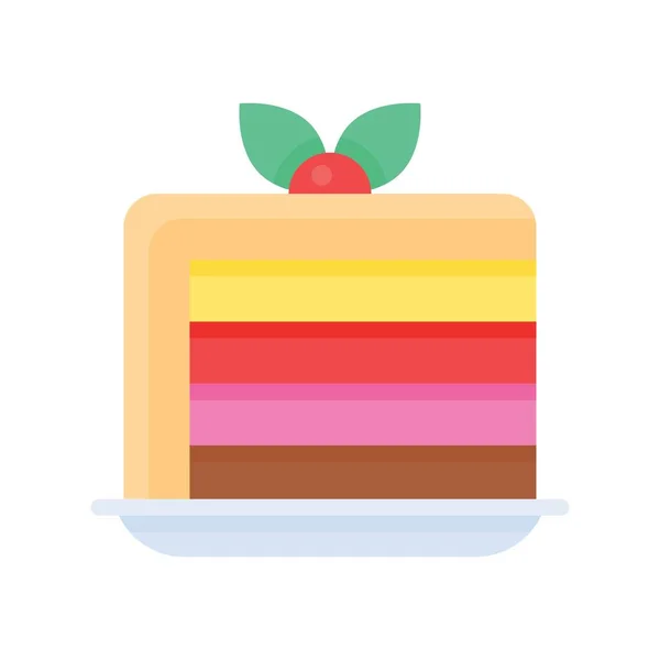 Süßigkeiten Und Süßigkeiten Verwandte Kuchen Mit Kirsche Tellervektoren Flacher Ausführung — Stockvektor