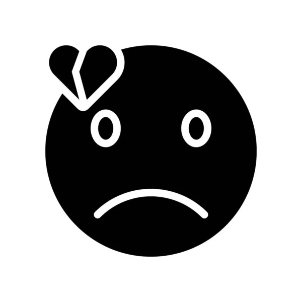 Heartbroken Face Vector Illustration Isolated Solid Design Icon — Stock Vector