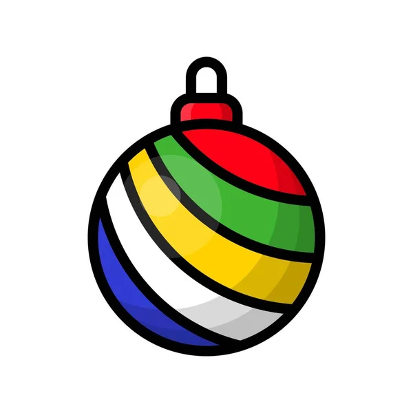 Boule Noël Colorée Isolée Sur Fond Blanc — Image vectorielle