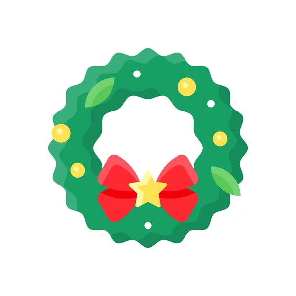 Christmas Wreath Vector Illustration Flat Style Icon — 스톡 벡터