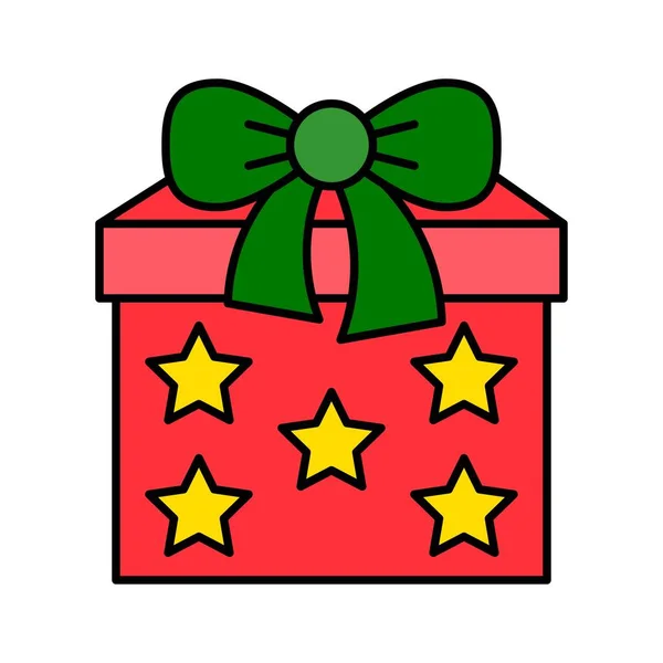 Boîte Cadeau Noël Vecteur Jour Noël Liée Icône Remplie — Image vectorielle