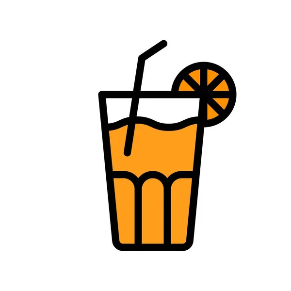 Orangensaft Vektor Getränkegefüllte Stil Ikone Editierbarer Strich — Stockvektor