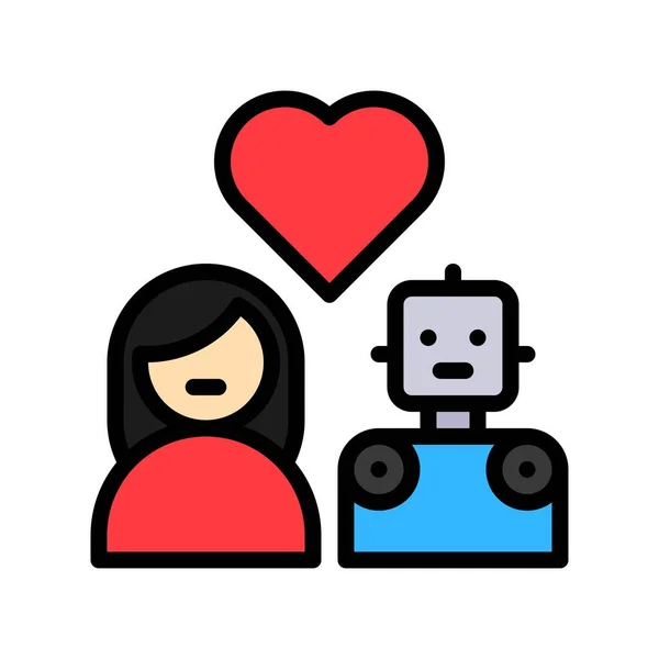 Humain Amoureux Vecteur Robot Icône Style Remplie Liée Robotique — Image vectorielle