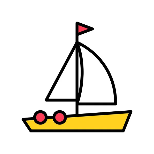 Sailboat Vector Summer Holiday Related Icon Editable Outline — 스톡 벡터