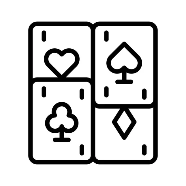 Zábava Související Pokerové Karty Srdcem Jiné Tvary Vektory Lineárním Stylu — Stockový vektor