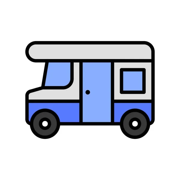 Camping Car Vector Summer Holiday Related Icon Editable Outline — 스톡 벡터