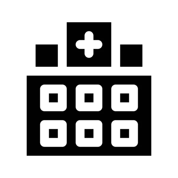 Hospital Blanco Negro Simple Icono Ilustración Vectorial — Vector de stock