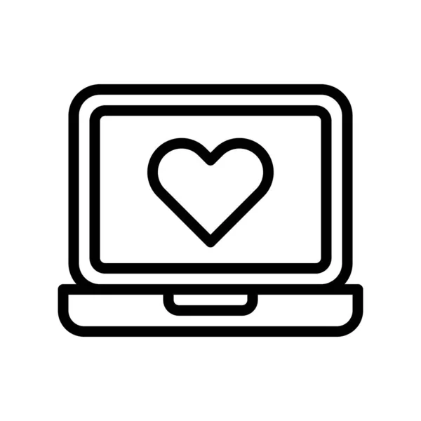 Laptop Heart Vector Social Media Line Design Icon — Stock Vector