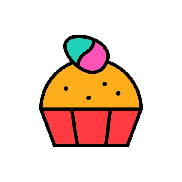 Cupcake Vektor Velikonoce Vyplněný Styl Ikony Upravitelný Tah — Stockový vektor