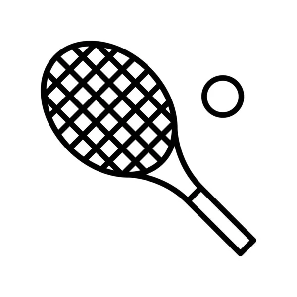 Tennis Racket Vektor Sommar Semester Relaterade Linje Stil Ikon — Stock vektor