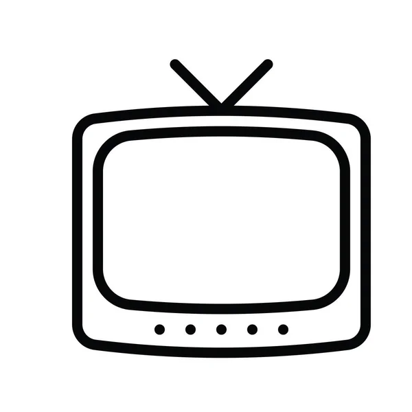 Télévision Technologie Vieux Vecteur Télévision Dans Conception Linéaire Modifiable Course — Image vectorielle