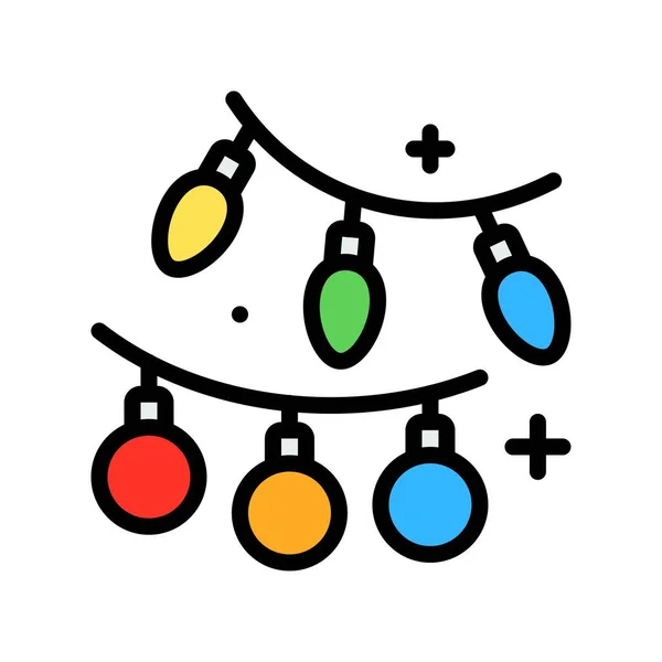 Icono Diseño Lleno Luces Navidad Ilustración Vectorial — Vector de stock