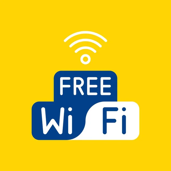 黄色背景上的免费Wifi图标 矢量插图 — 图库矢量图片