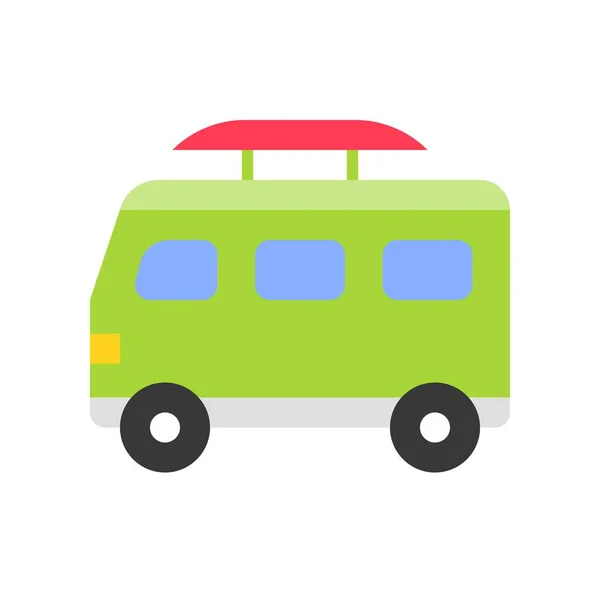 Surf Van Vector Summer Holiday Related Flat Style Icon — Stock Vector