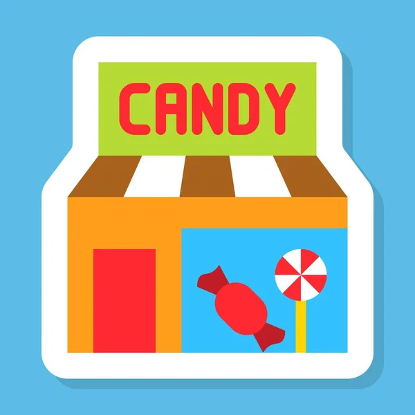 Tienda Dulces Pegatina Vector Icono Diseño Plano Aislado — Vector de stock