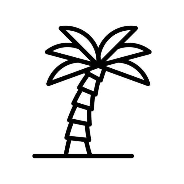 Hawaii Ikone Bezogener Kokosnussbaum Mit Blättern Und Kokosnussvektor Linearen Stil — Stockvektor