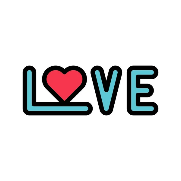 Amor Vetor Alfabeto Valentine Amor Relacionado Ícone Estilo Esboço Preenchido — Vetor de Stock