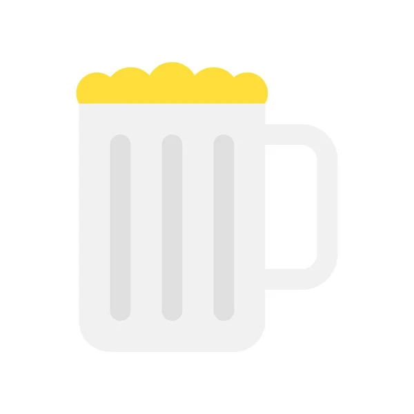 Caneca Cerveja Ilustração Vetorial Ícone Design Plano Isolado — Vetor de Stock