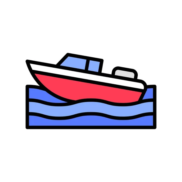 Motorboat Vector Summer Holiday Related Filled Icon Editable Outline — Stock Vector