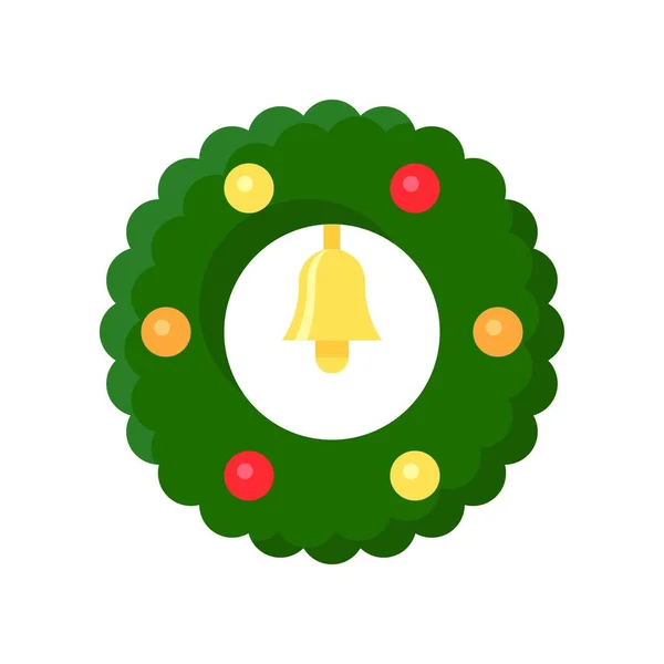 Christmas Wreath Vector Illustration Flat Style Icon — 스톡 벡터