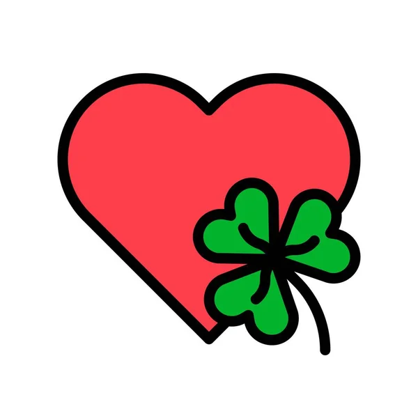 Coeur Apparenté Saint Patrick Avec Vecteur Fleur Trèfle Avec Trait — Image vectorielle