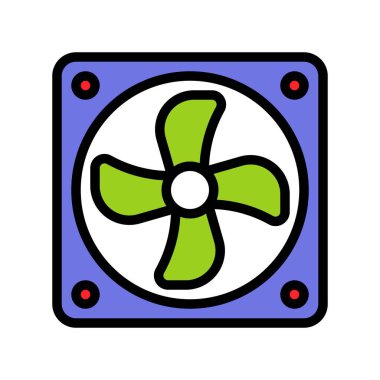 Egzoz fan vektör illüstrasyonu, doldurulmuş tasarım simgesi düzenlenebilir taslağı