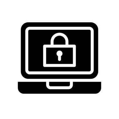 Kilit vektörü olan dizüstü bilgisayar, Sosyal medya katı tasarım simgesi