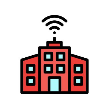 tele-iş ya da telekomünikasyon ile ilgili akıllı ev Wi-Fi sinyalleri vektörü ile düzenlenebilir vuruş