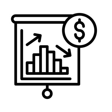 Çizgi biçiminde grafik veya sunum vektörleri ile ekonomik durgunluğa bağlı simgeler doları