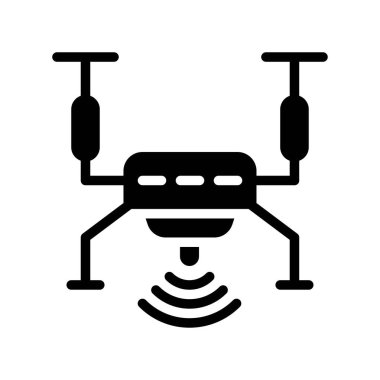 Drone vektör çizimi, gelecekteki teknoloji katı tasarım simgesi