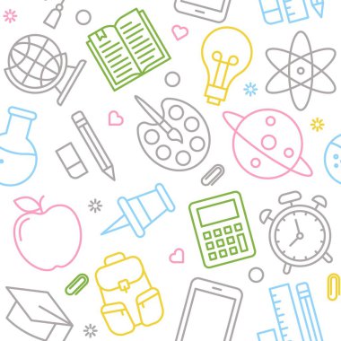 Okula sorunsuz kalıp poster şablonu, vektör illüstrasyonu