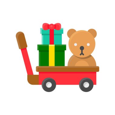 Şimdiki Noel vektörlü araba, Noel günüyle ilgili düz simge