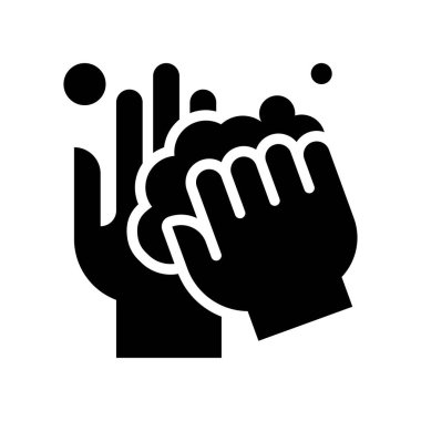 Yıka ya da hijyenle ilgili eller sabun köpüğü vektörüyle yıka ve ovala katı tasarım