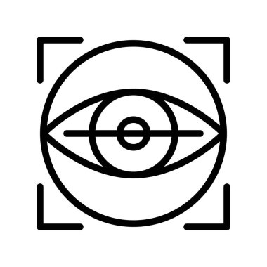 Retina tarama vektör illüstrasyonu, gelecekteki teknoloji çizgi tasarım simgesi