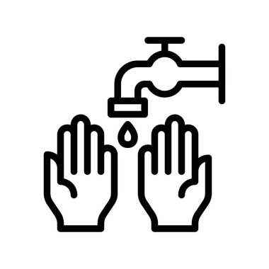 El yıkama vektörü çizimi, hijyen çizgisi tasarım simgesi 